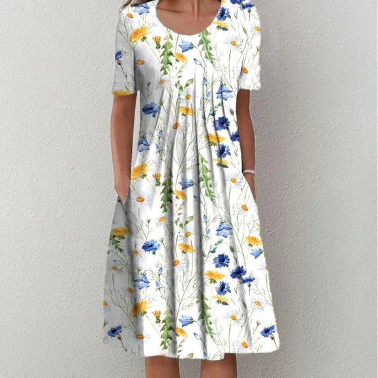 Marine - Robe Fleurie Décontractée Femme