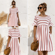 Nathalie - Robe Rayée d'Été Chic