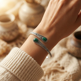 Bracelet Vintage Émeraude Argent — Doumira