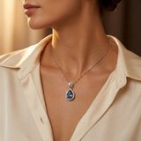 Collier en Saphir Argenté en Forme de Goutte — Doumira