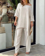 Juliette - Ensemble En Coton Et Lin Pour Automne, Style Décontracté