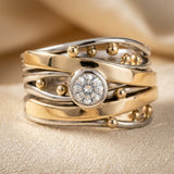 Bague en Argent et Or avec Monture en Enveloppement — Doumira
