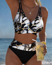 Inès - Bikini Flatteur Taille Haute Imprimé