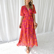 Céleste – Robe Imprimée En Coton Et Lin Avec Col Rond