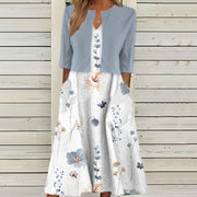 Léa - Robe Fleurie Midi Élégante