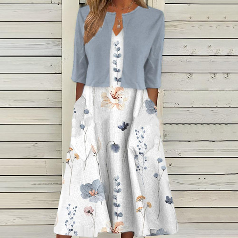 Léa - Robe Fleurie Midi Élégante