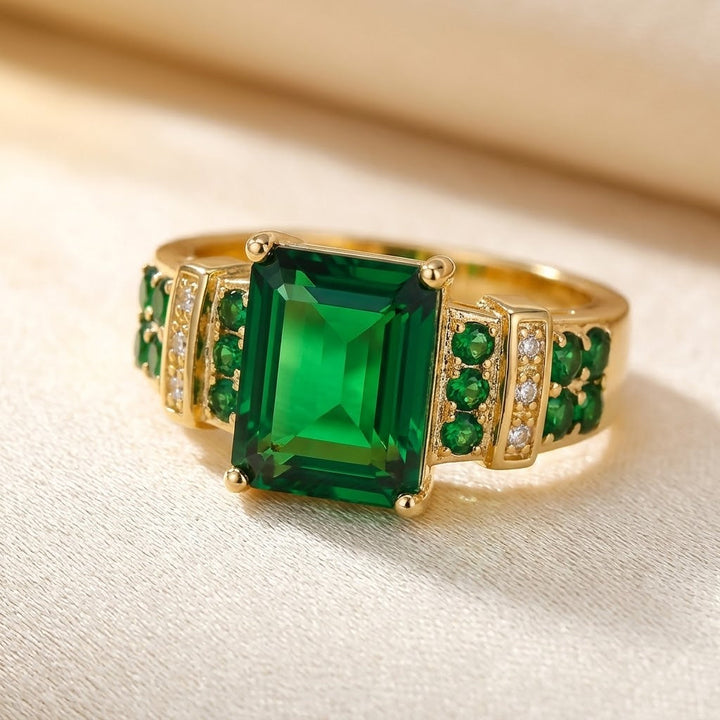 Bague Multi-Pierre en Or Émeraude — Doumira