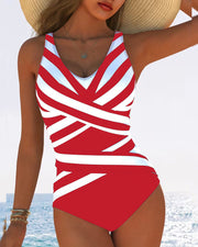 Chloé - Maillot Une Pièce Rayé Sexy Col V