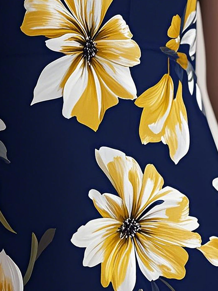 Robe Midi Femme Cintrée Fleurie - Sarah