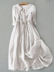 Claire - Robe Chemise Femme en Lin Fluide