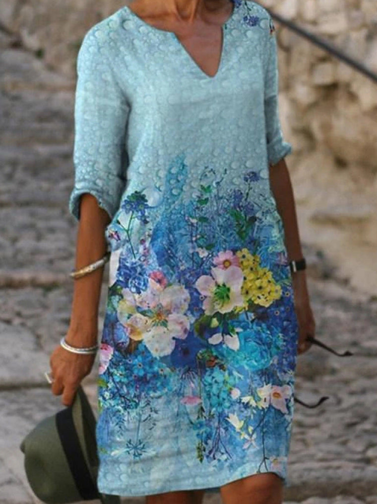 Charlotte - Robe Tunique Lin Fleurie Femme