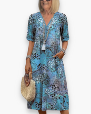 Robe Fleurie Midi pour Femme | Élégant et Confort
