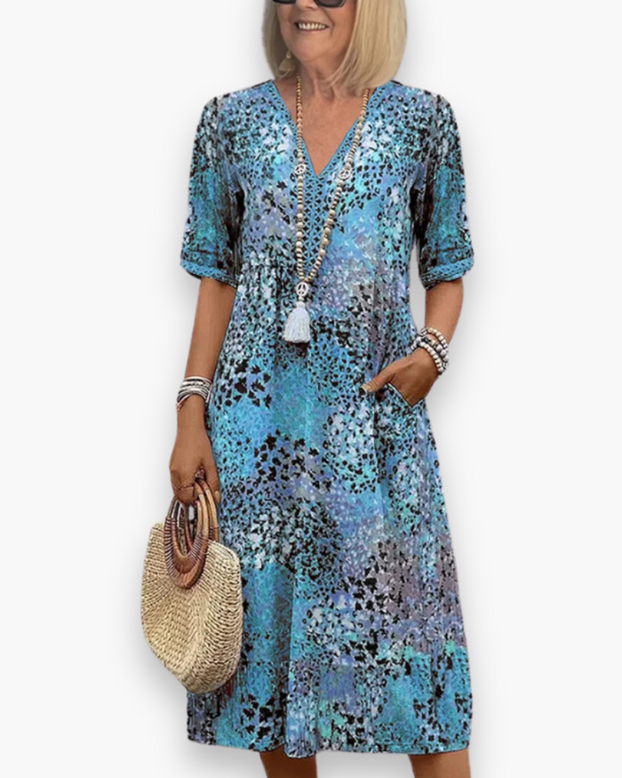 Robe Fleurie Midi pour Femme | Élégant et Confort