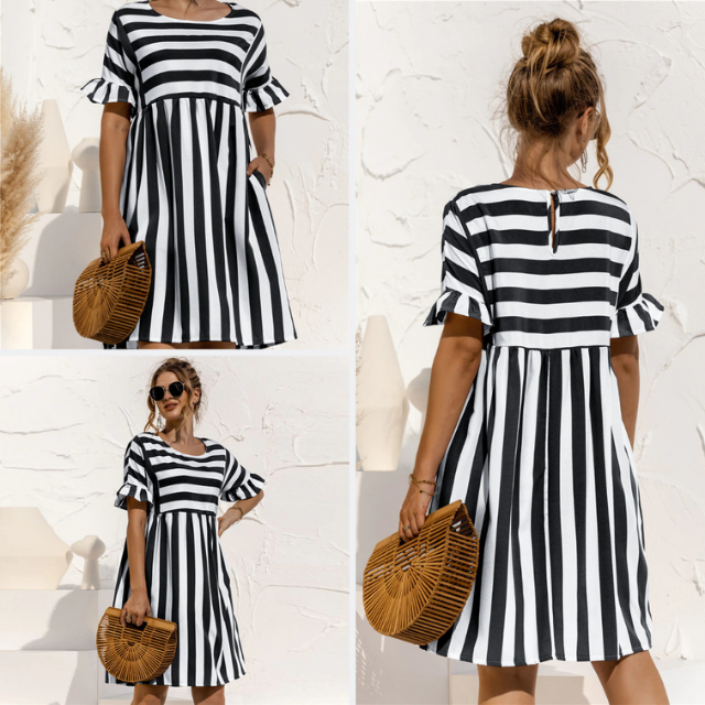 Nathalie - Robe Rayée d'Été Chic