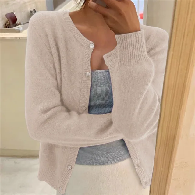 Nathalie - Cardigan Élégant Boutonné Maille Fine