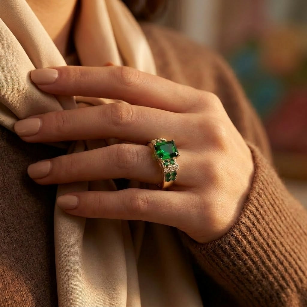 Bague Multi-Pierre en Or Émeraude — Doumira
