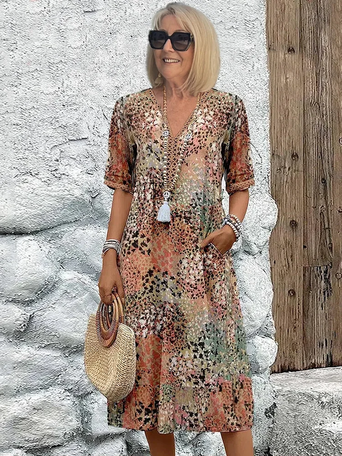 Robe bohème femme fleurie mi-longue - Susan