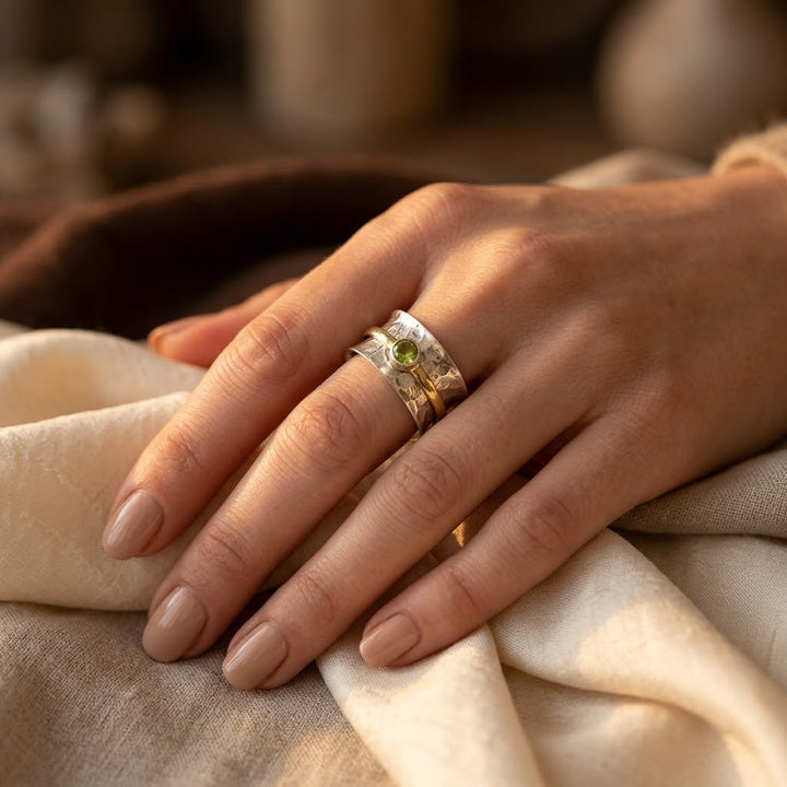 Bague rustique en argent et or — Doumira