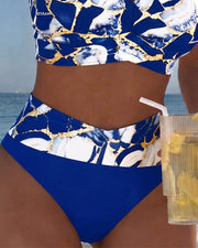 Inès - Bikini Flatteur Taille Haute Imprimé