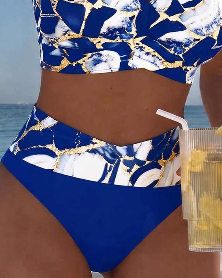 Inès - Bikini Flatteur Taille Haute Imprimé