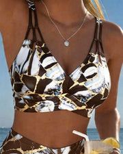 Inès - Bikini Flatteur Taille Haute Imprimé