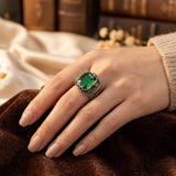 Bague Vintage en Argent Émeraude — Doumira