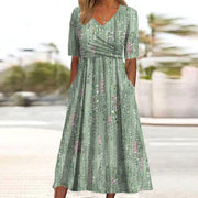 Isabelle - Robe Midi Fluide Col V Élégante