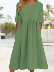 Claire - Robe Mi-Longue Lin Décontractée Femme