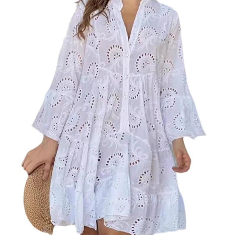 Maryse - Robe Bohème en Broderie Anglaise