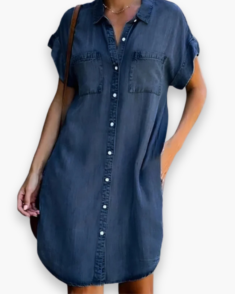 Robe Chemise En Denim Léger Pour Femme | Mini Élégante