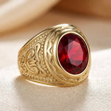 Bague en or avec gravure en rubis — Doumira
