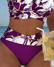 Inès - Bikini Flatteur Taille Haute Imprimé
