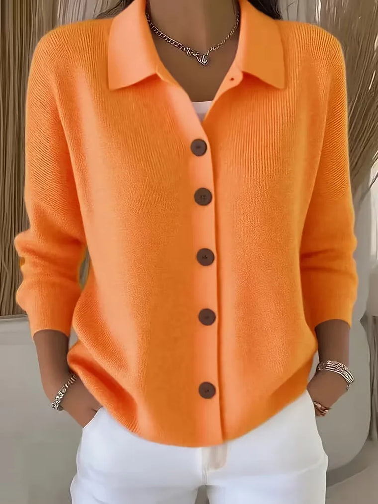 Camille - Cardigan Élégant Boutonné Col Chemise
