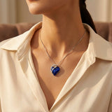 Collier en cœur en saphir argenté — Doumira