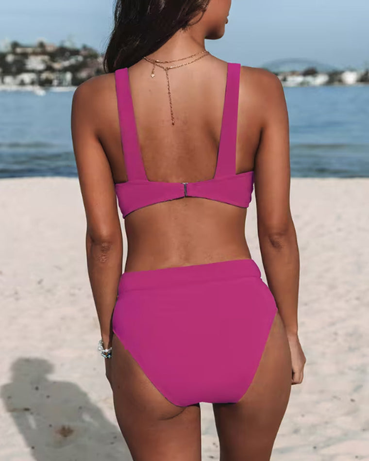 Louise - Bikini Flatteur Taille Haute Col V