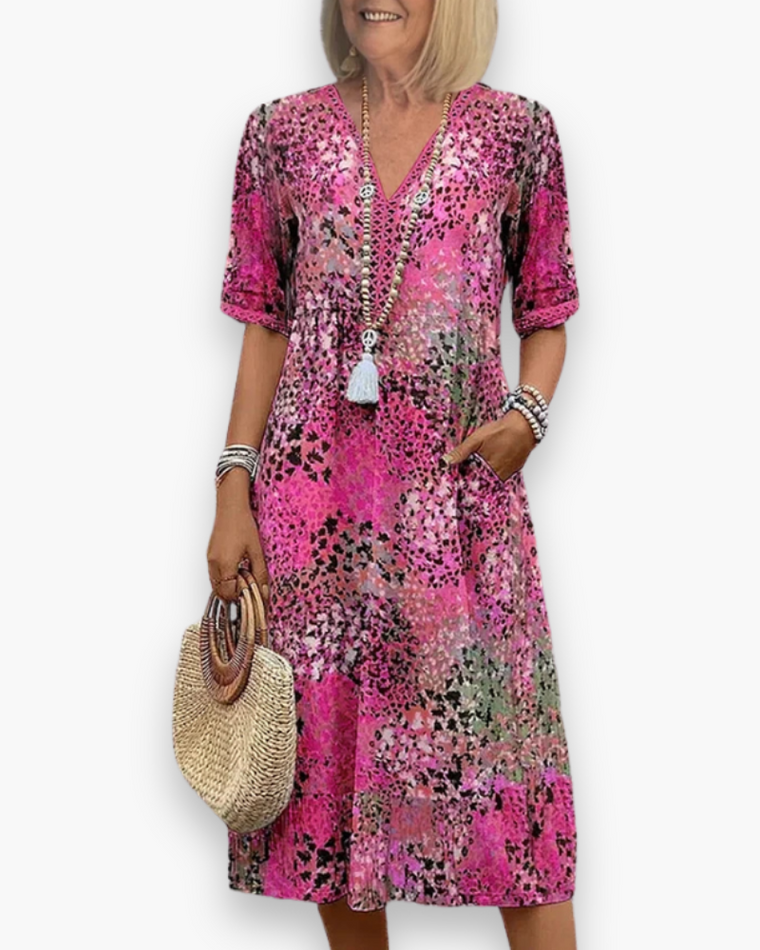 Robe Fleurie Midi pour Femme | Élégant et Confort
