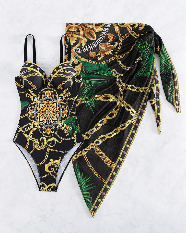 Valérie - Maillot Une Pièce Baroque Avec Paréo