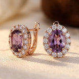 Boucles d'oreilles Halo en Or et Améthyste — Doumira