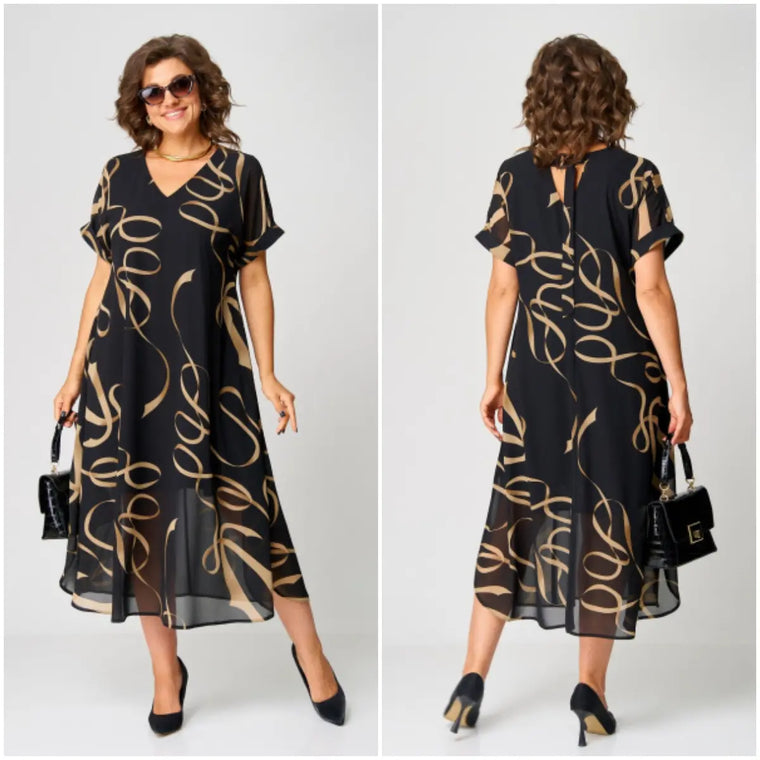 Nicole - Robe Mi-Longue Femme Imprimée Grande Taille