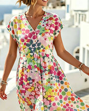 Léa - Robe d'Été Fluide Col V