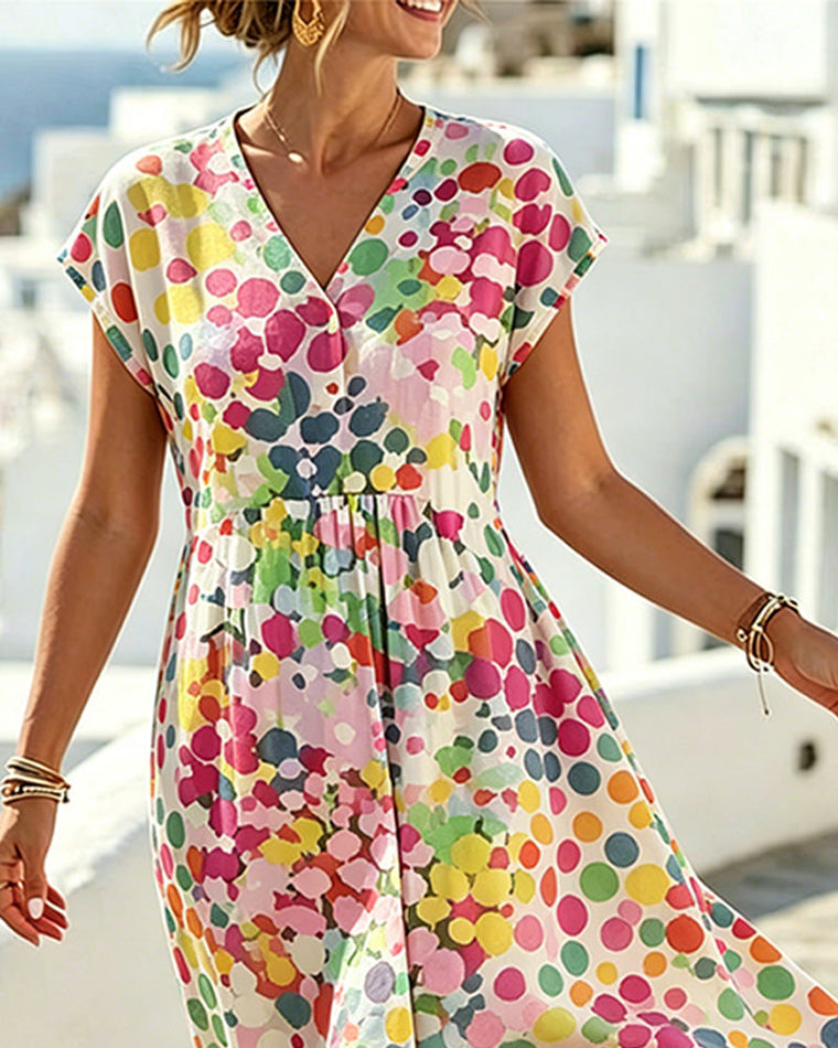 Léa - Robe d'Été Fluide Col V