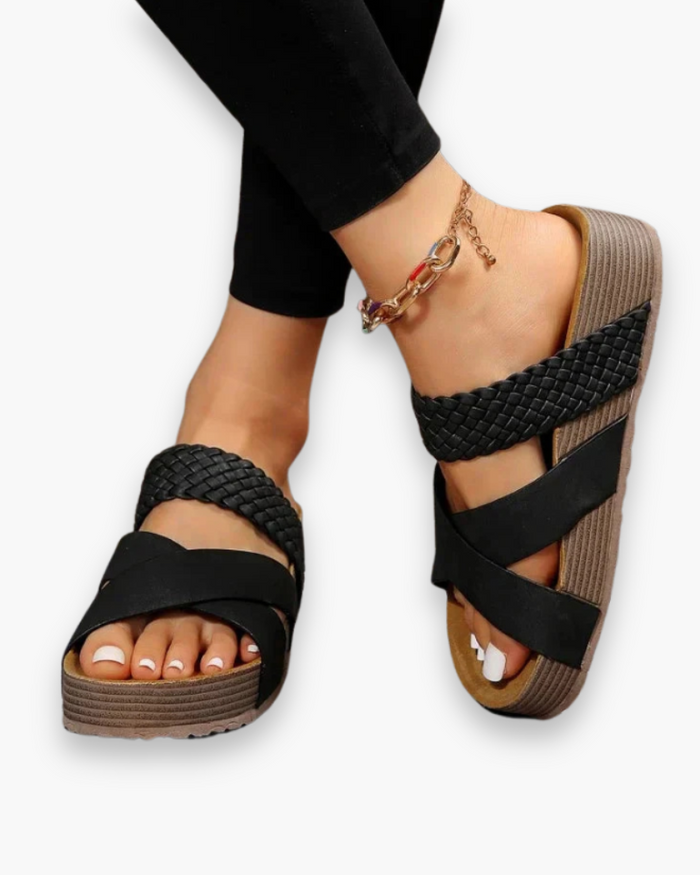 Sandales Plates Croisées pour Femme | Respirantes et Souples