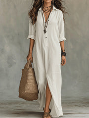 Robe-chemise longue style bohème pour femme - Karen