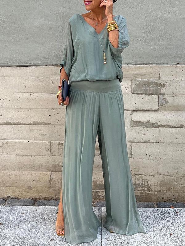Clara - Ensemble Élégant Avec Pantalon En Chiffon Large
