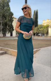 Robe Longue Femme en Mousseline Élégante - Nadine