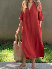 Robe Longue Femme en Lin Élégante - Nadine