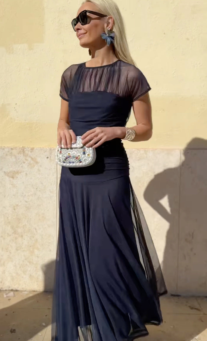 Robe Longue Femme en Mousseline Élégante - Nadine