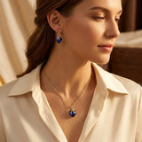 Collier et Boucles d'Oreilles en Saphir Doré en Forme de Cœur — Doumira