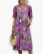 Robe Fleurie Midi pour Femme | Élégant et Confort