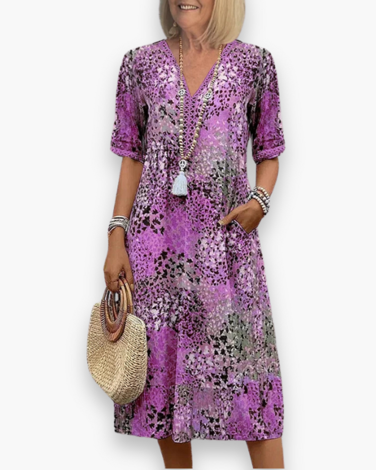 Robe Fleurie Midi pour Femme | Élégant et Confort